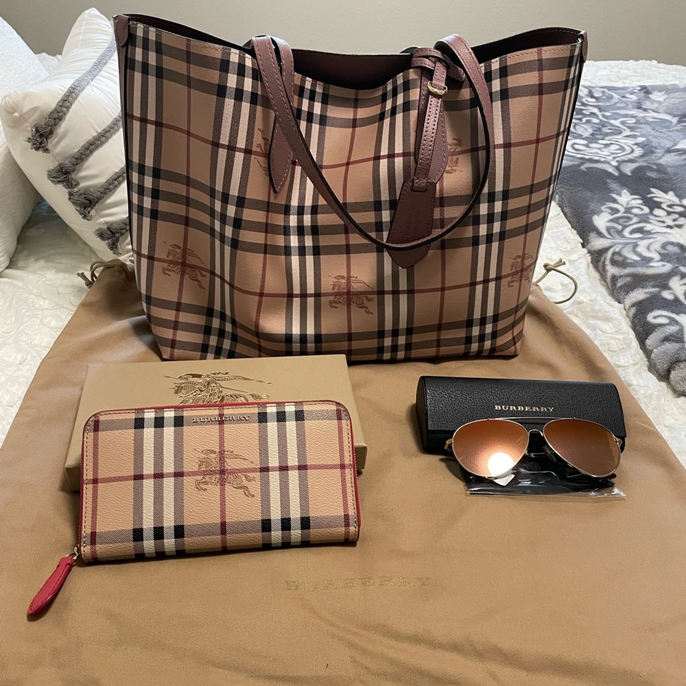 Burberry BUNDLE! Tote, wallet & Sunglasses NWT